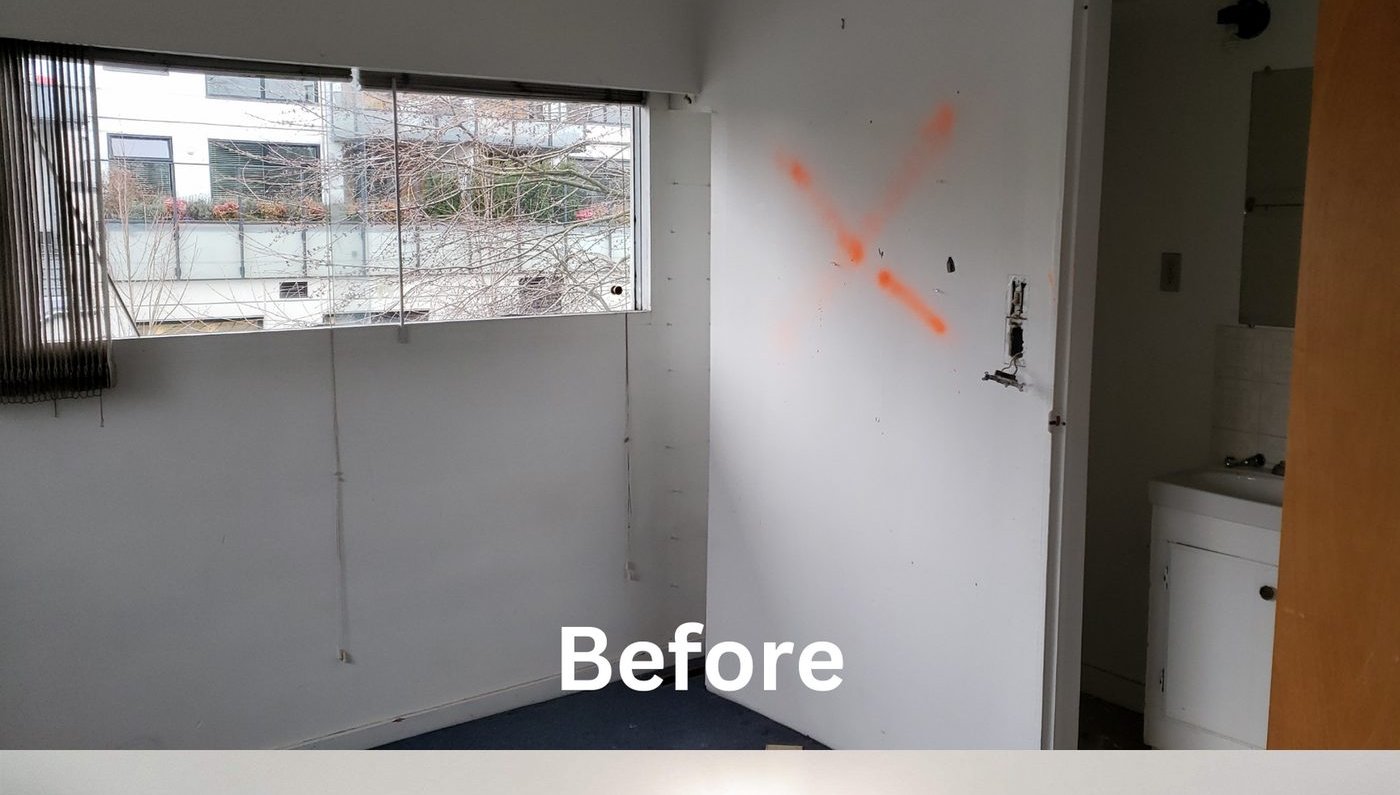 Living room before whole-home renovation in Vancouver